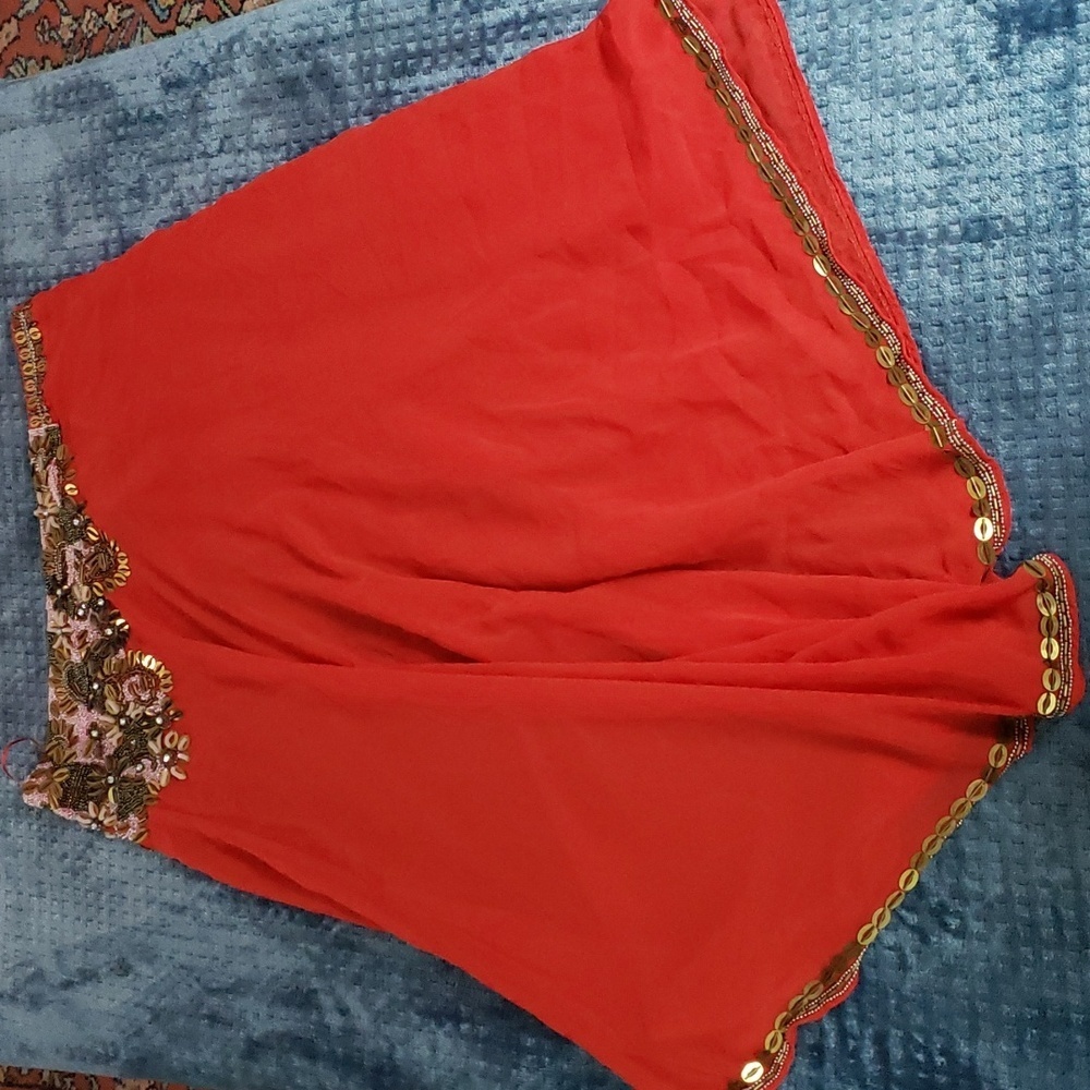 Caribbean Queen Red skirt with beautiful beading